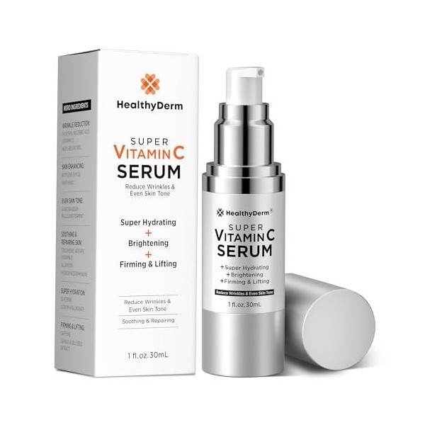 Super Vitamin C Serum for Women Over 70 : niacinamide, Vitamin C, Hyaluronic Acid, Peptides, Vitamin E, Caffeine, Baku0ol, Hy