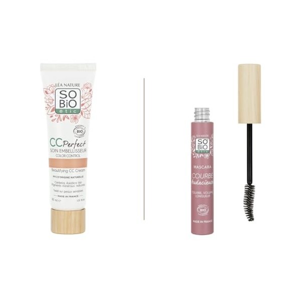 LÉA NATURE SO BiO étic | Routine Maquillage Visage – CC Crème Color Control Clair – 30 ml + Mascara Courbe Audacieuse Noir