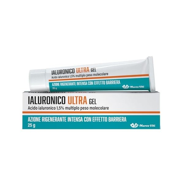 Marco Viti Ultra gel hyaluronique, 25 g, acide hyaluronique 1,5 %, hydratation et protection en profondeur, effet régénérant 