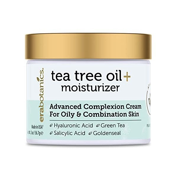 Tea Tree Oil Face Cream - For Oily, Acne Prone Skin 2oz Natural & Organic Facial Moisturizer with 7X Ingredients For Rosacea,