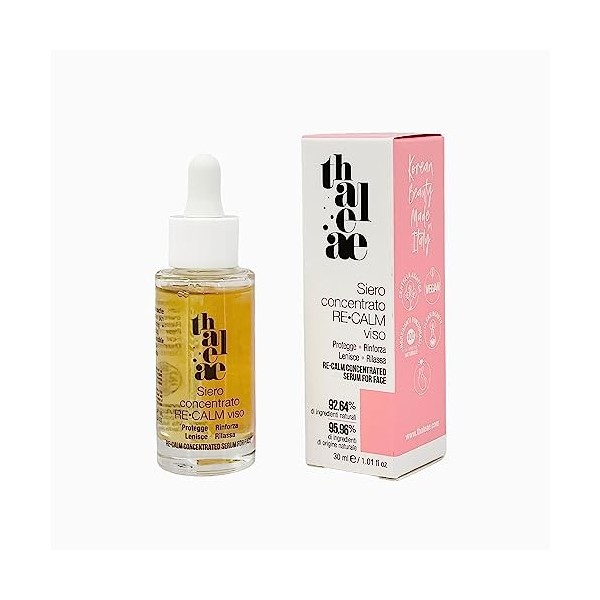 THALEAE, Re-Calm Concentrated Face Serum 30ml, composé de 95,96% dingrédients naturels, riche en acides hyaluroniques, protè
