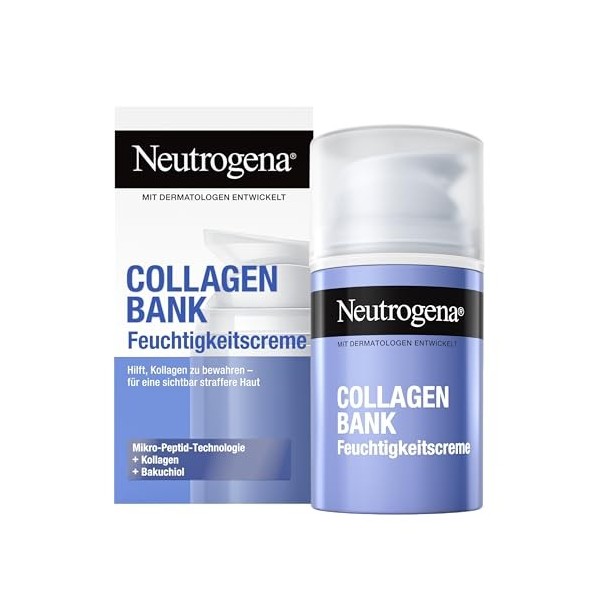Neutrogena Collagen Bank Crème hydratante anti-âge avec technologie Bakuchiol & Micro peptides Crème raffermissante au collag