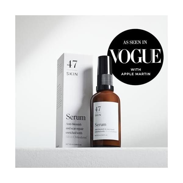 47 Skin Sérum hydratant pour le visage avec chitoderme argenté pour tous les types de peau | Nettoie lacné, prévient et guér
