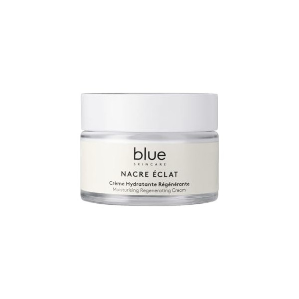 BLUE SKINCARE | Crème Hydratante Régénérante | Nacre Éclat | Hydratation multi-niveaux 48H | Technologie biomimétique renforç