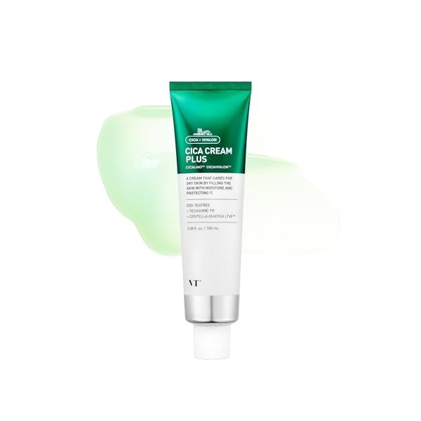 VT COSMETICS Cica Cream Plus, hydratant et apaisant pour le visage avec Centella Asiatica, crème apaisante légère pour lacné