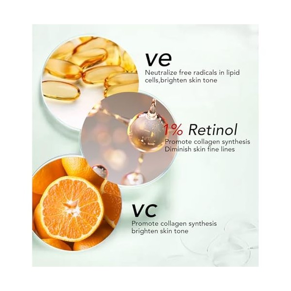 AILKE Lot de 2 crèmes faciales avancées aux vitamines C, E, au rétinol, blanchissant la peau, hydratant quotidien anti-âge po...