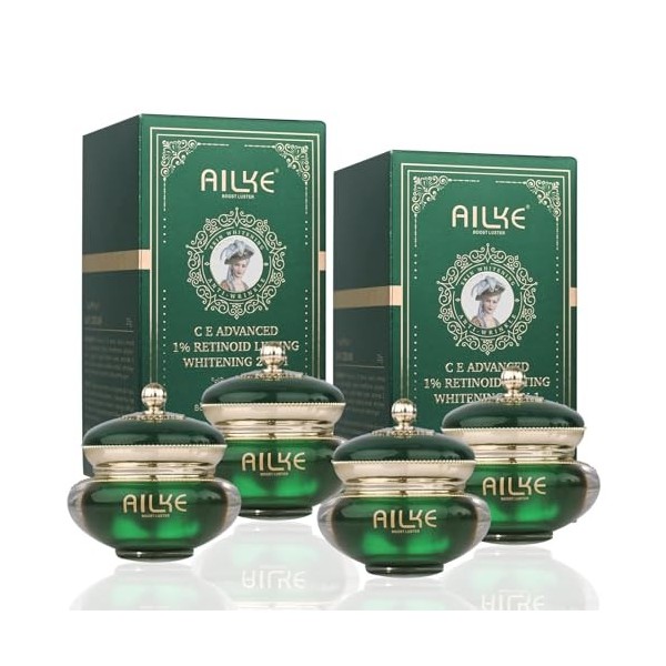 AILKE Lot de 2 crèmes faciales avancées aux vitamines C, E, au rétinol, blanchissant la peau, hydratant quotidien anti-âge po...