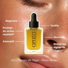 OPHÉO – Huile Visage Immortelle Régénérante - Soin Anti-Âge & Éclat - Immortelle Corse Bio - Sans Huile Essentielle - 30ml