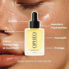 OPHÉO - Huile Visage Nourrissante à l’Amande Douce & Fleur d’Oranger – Nourrit, Hydrate, Adoucit – Bio, Sans Huile Essentiell