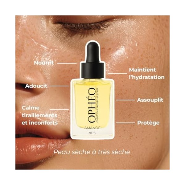 OPHÉO - Huile Visage Nourrissante à l’Amande Douce & Fleur d’Oranger – Nourrit, Hydrate, Adoucit – Bio, Sans Huile Essentiell