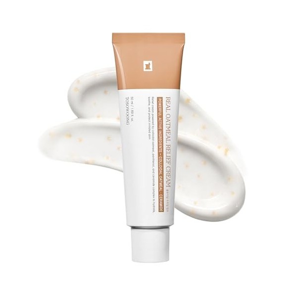 TOSOWOONG Crème apaisante à l’avoine véritable, Hydratant quotidien pour le visage, soin réparateur et nourrissant, Avoine co