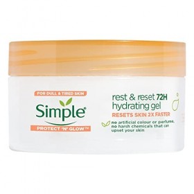 Simple Protect N Glow Rest and Reset 72h Gel hydratant sans cruauté envers les animaux, hydratant végétalien pour améliorer C...