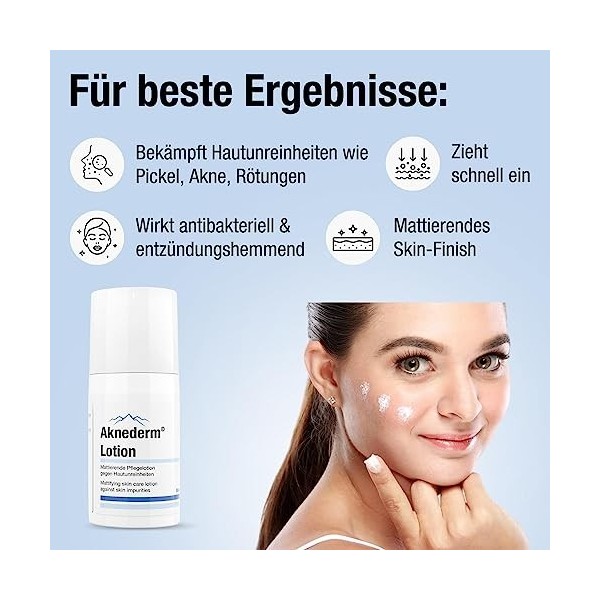 Aknederm mattierende Pflegelotion gegen Hautunreinheiten, 30 ml Lotion