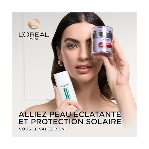 LOréal Paris - Fluide Anti-UV SPF50+ et Gel-Crème Repulpant - Action Hydratante, Anti-âge, Correctrice et Protection UV - Br ...