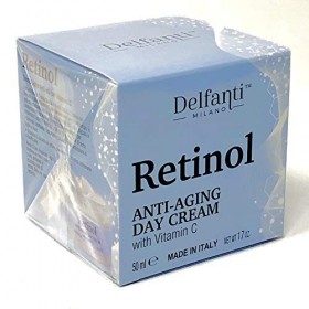 DELFANTI MILANO - RETINOL Crème Visage Anti-Âge de Jour, à la Vitamine C, Fabriquée en Italie 50 ml
