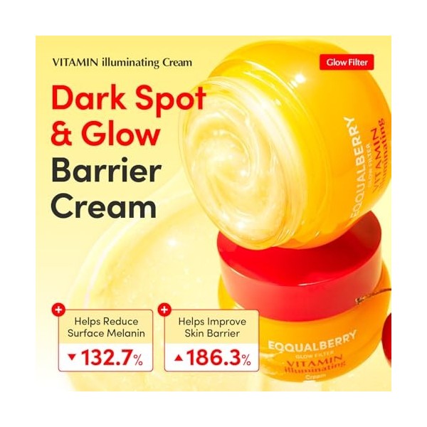 EQQUALBERRY Vitamin Illuminating Cream 50ml – Crème Visage Éclat avec Vitamine C, Niacinamide et Acide Tranexamique – Hydrata...