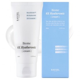 RAVIEL Biome Lot de 8 crèmes à lacide hyaluronique | Hydratant longue durée et 5 x crème hydratante à barrière en céramique 