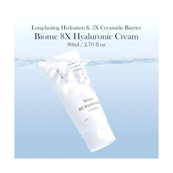 RAVIEL Biome Lot de 8 crèmes à lacide hyaluronique | Hydratant longue durée et 5 x crème hydratante à barrière en céramique