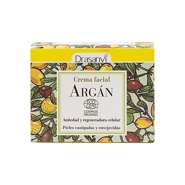 DRASANVI CREMA FACIAL argan 50ml. ECOCERT – crème visage qui hydrate et lisse la peau, s’applique matin et soir sur une peau 