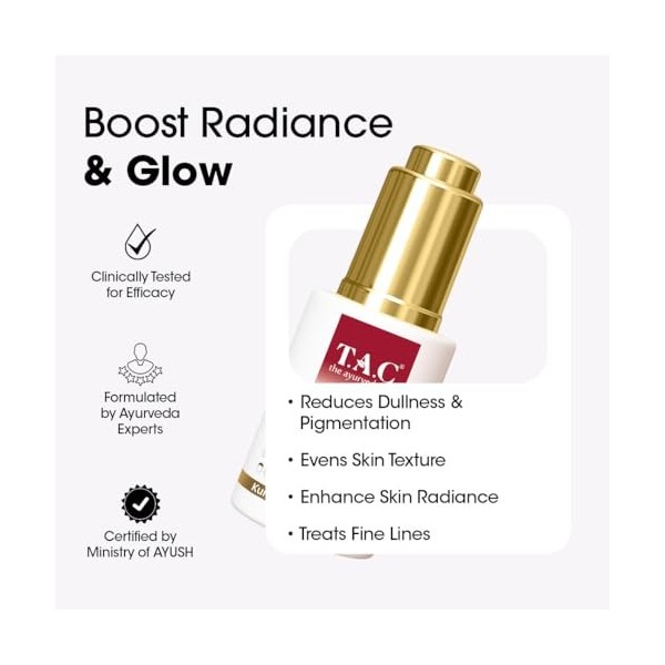TAC - The Ayurveda Co. Kumkumadi Glow Booster Face Serum with Saffron - Glowing Skin, Acne-Prone, Dry, Oily Skin Solution - F
