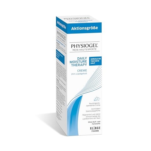 PHYSIOGEL Daily Moisture Therapy Crème hydratante nourrissante pour peaux sèches 200 ml – Crème régénérante pour la peau qui