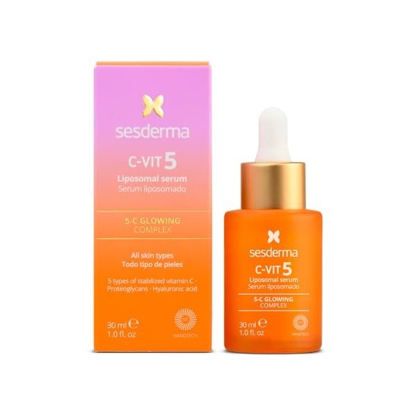 Sesderma C-Vit 5 Sérum liposomal – Vitamine C – Illumine le teint – Retarde les signes du vieillissement – Actifs anti-âge – 