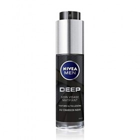NIVEA MEN Deep Soin Visage Matifiant 1 x 50 ml , Soin 2-en-1 hydratant & matifiant, Soin homme sensation peau fraîche à la t ...