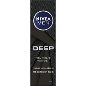 NIVEA MEN Deep Soin Visage Matifiant 1 x 50 ml , Soin 2-en-1 hydratant & matifiant, Soin homme sensation peau fraîche à la t ...