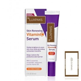 LUXPAKS Lingette fournie avec du sérum à la vitamine C pour éclaircir et hydrater la peau, 3,5 ml