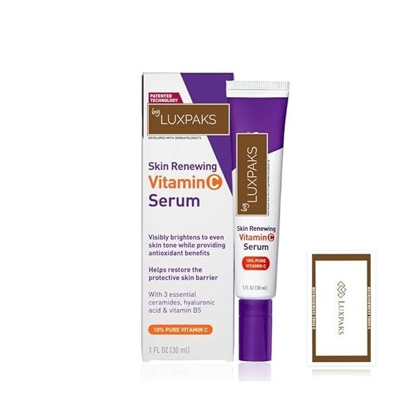 LUXPAKS Lingette fournie avec du sérum à la vitamine C pour éclaircir et hydrater la peau, 3,5 ml