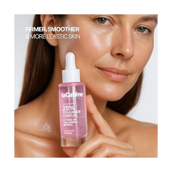 laCabine 25% Collagen Complex Advanced Serum 30ml – Sérum visage anti-âge avec 5 types de collagène et de rétine – Raffermit,