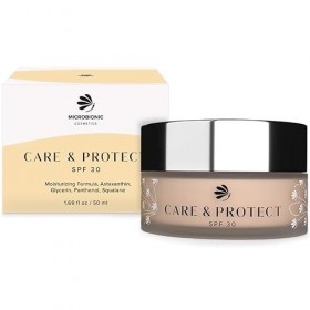Care & Protect by MICROBIONIC Crème légère pour le visage avec 30 SPF, hydrate et protège contre les rayons UV, avec astaxant