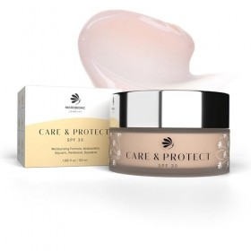 Care & Protect by MICROBIONIC Crème légère pour le visage avec 30 SPF, hydrate et protège contre les rayons UV, avec astaxant