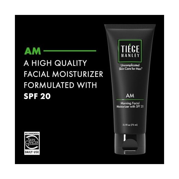 Tiege Hanley Morning Facial Moisturizer for Men AM | Lightweight, Hydrating & Safe for Sensitive Skin | Smoother & Soft Ski