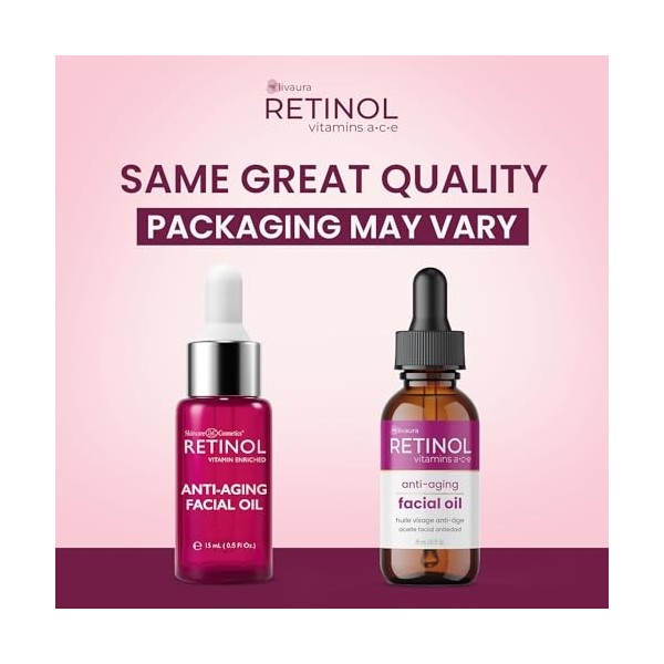 Lhuile pour le visage anti-âge Retinol - ajoute instantanément une lueur à votre visage pour un look plus jeune - Booster de