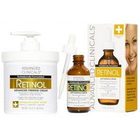 Advanced Clinicals Lot de 2 flacons de soin de la peau au rétinol 16 oz Spa Size Retinol Firming Cream and 1,75 oz Retinol Se