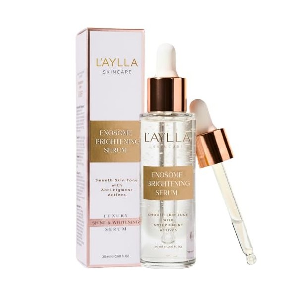 LAYLLA Exosome Sérum éclaircissant - Sérum visage équilibrant avec exosomes, niacine et arbutine - Pour un teint uniforme et