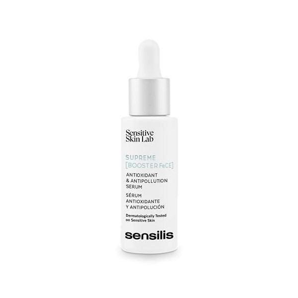 Sensilis Supreme Booster Fece - Sérum antioxydant et anti-pollution à lacide hyaluronique et à la vitamine C, pour peaux sèc