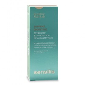 Sensilis Supreme Booster Fece - Sérum antioxydant et anti-pollution à lacide hyaluronique et à la vitamine C, pour peaux sèc