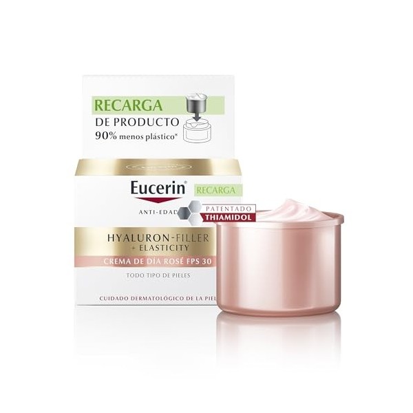 Eucerin Refill Rosé Hyaluron Filler Elasticity, Crème de Jour Anti-Rides Acide Hyaluronique, pour peaux normales et mixtes, 5