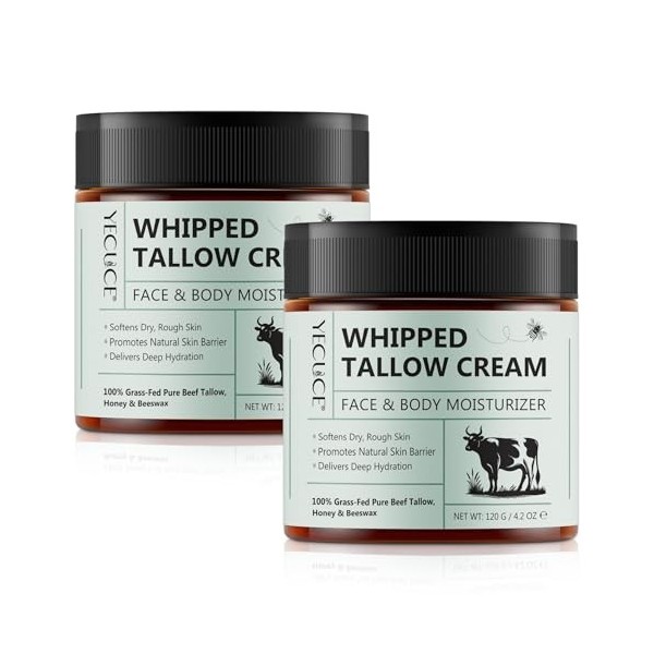 P-Beauty Lot de 3 crèmes de soin naturelles pour la peau avec suif de bœuf et miel – Crème hydratante pour le visage – Sans p...