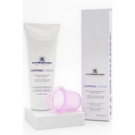 Utsukusy - Set de Massage - Crème Cupping 200 ml - Raffermissante - Ventouse de Massage Incluse - Texture Glissante, Facile à