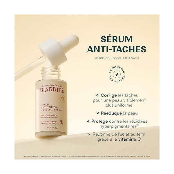 Laboratoires de Biarritz - Sérum Anti-Taches - Correction & Prévention des Taches - Enrichi en Vitamine C - Certifié Bio - To