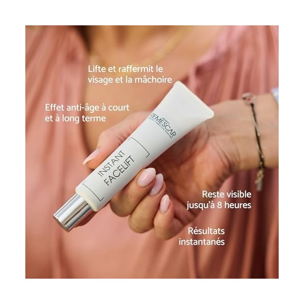 Remescar Lifting Instantané Visage 40ml – 45 Applications – Raffermit et Lifte Visage et Contour de Mâchoire en 5 Minutes