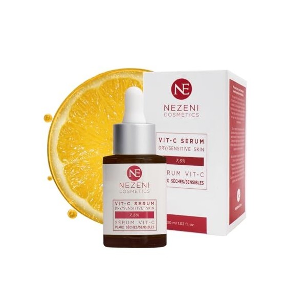 Sérum Visage 7,5% VITAMINE C avec Acide Hyaluronique + Niacinamide – 9 principes actifs – FAIBLE CONSERVATEURS 2 ans de conse