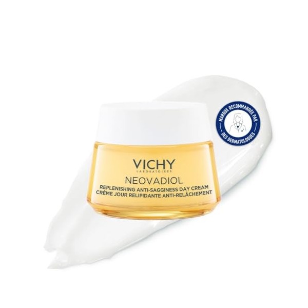 Vichy, Neovadiol, Crème Jour Post-Ménopause, Nourissante & Apaisante, Enrichie en Eau Volcanique de Vichy au Proxylane, Pour 
