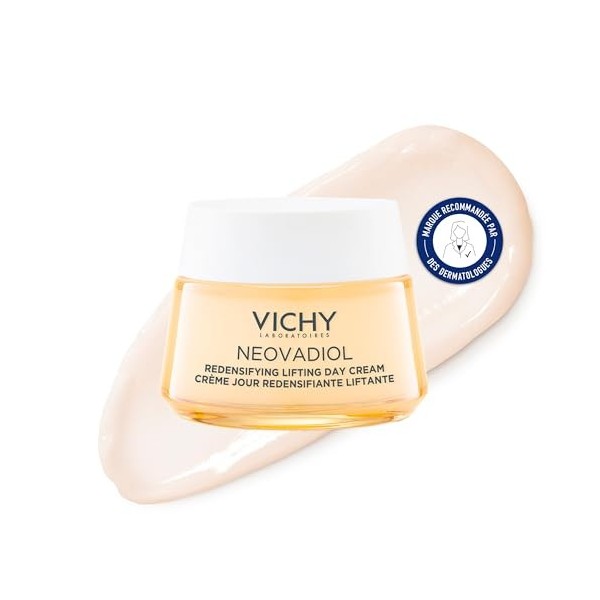 Vichy, Neovadiol, Crème Jour Ménopause, Redensifiante & Anti-Relâchement, Enrichie en Extrait de Cassia & Hepes, Pour Peaux N