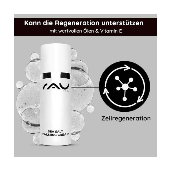 RAU Cosmetics Sea Salt Calming Cream 50 ml - Crème Visage Apaisante au Sel de Mer et PHA - Soin Hydratant Minéraux Marins pou