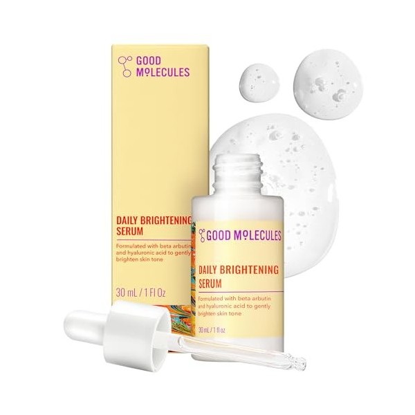 Good Molecules Sérum éclaircissant quotidien – Sérum à lacide hyaluronique avec bêta arbutine pour cibler les taches sombres ...