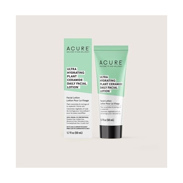Acure Ultra Hydrating Plant Ceramide Facial Mosturizer, 100% Vegan for Dry Skin types, Improve Skin Tone & Retain Moisture, 1...